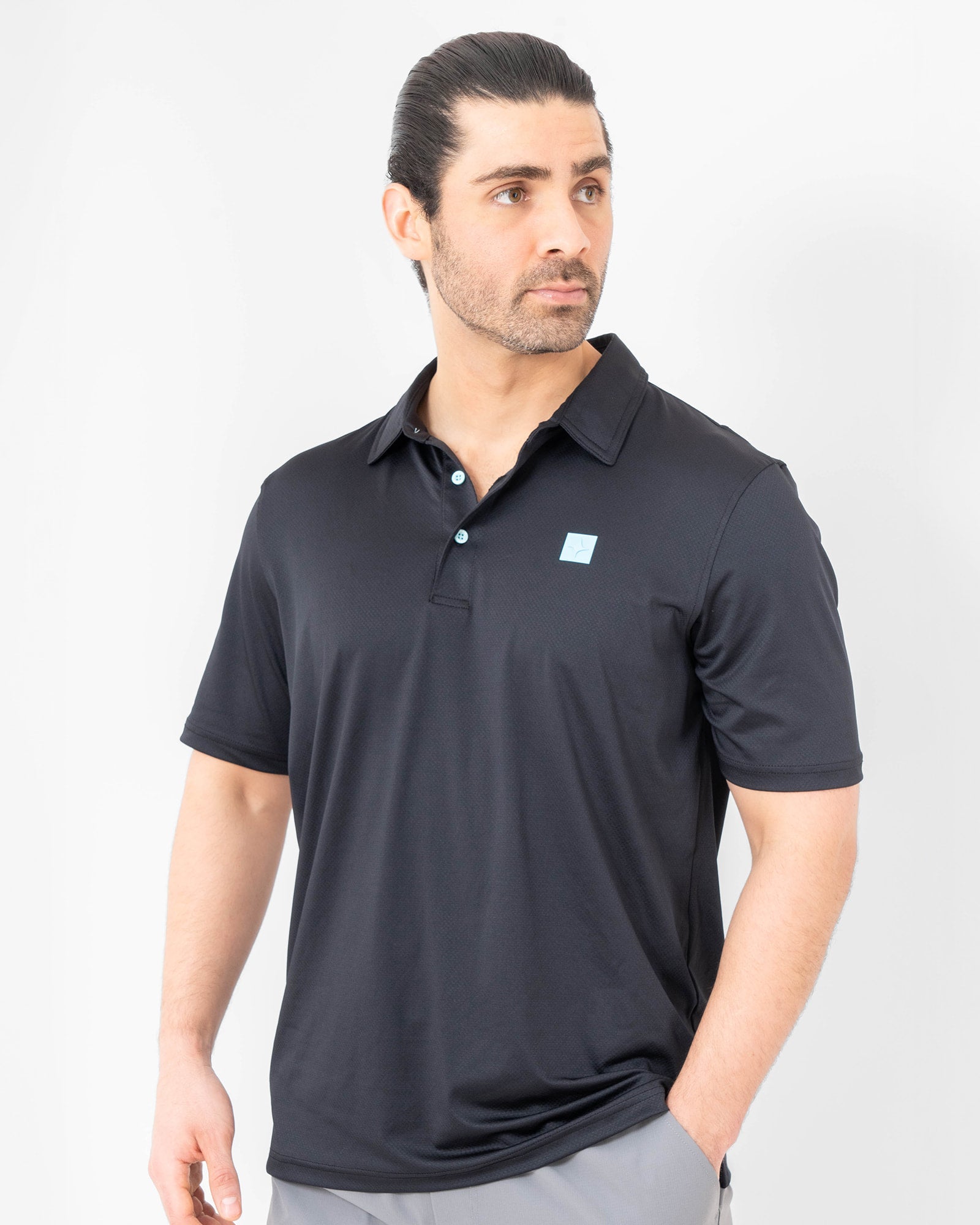 Naval Polo, Black, front view, Regular fit, Polyester, with 4-way stretch fabric, versatile use