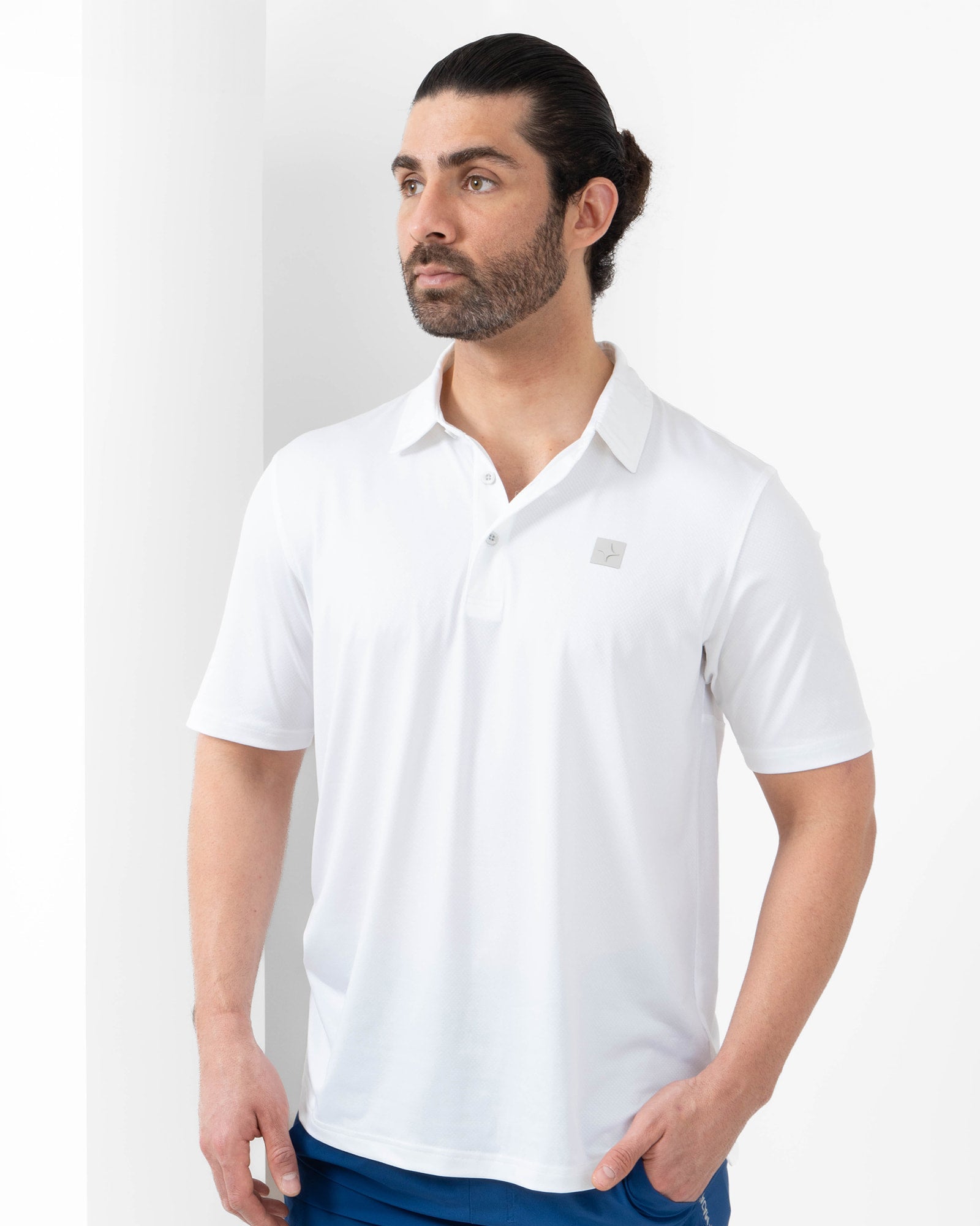 Naval Polo, White, front view, Regular fit, Polyester, with 4-way stretch fabric, versatile use