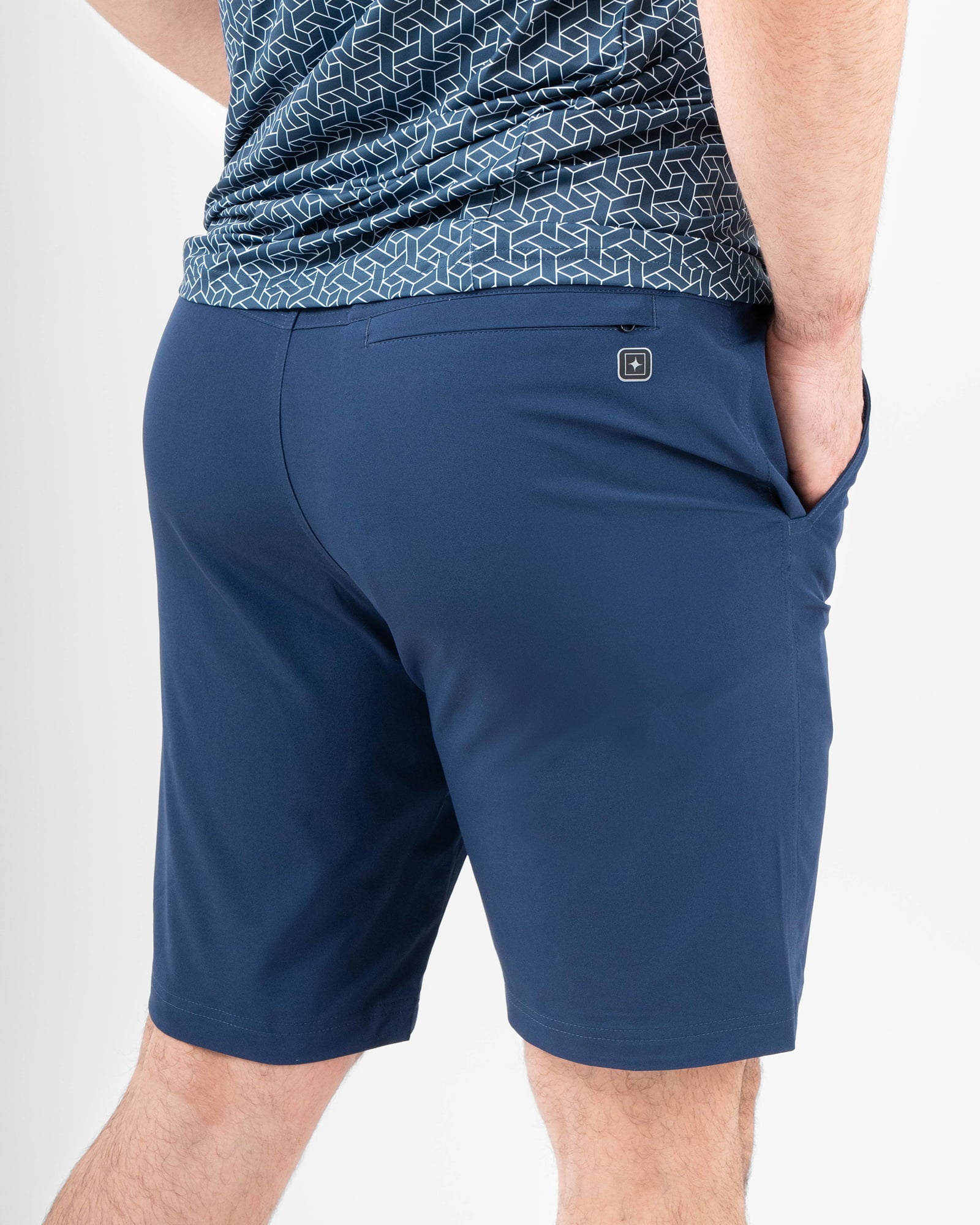 MAJA® Cargo Shorts Discover, Navy Blue, back view, Relaxed fit, Polyester, comfortable for training