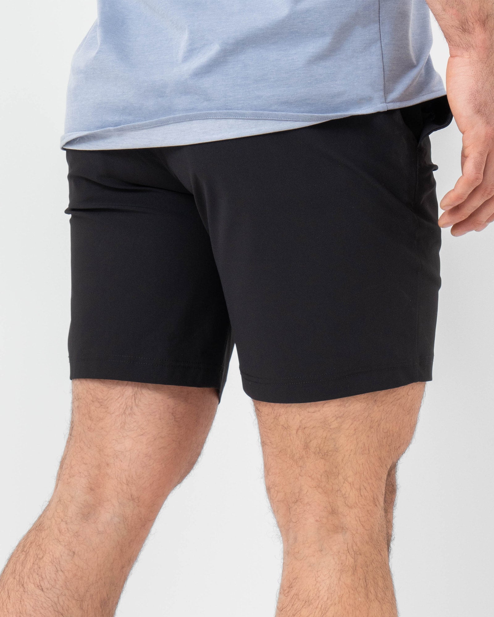 MAJA® Slim Formal Shorts, Black, back view, Slim fit, Polyester, with 4-way stretch fabric, comfortable for training
