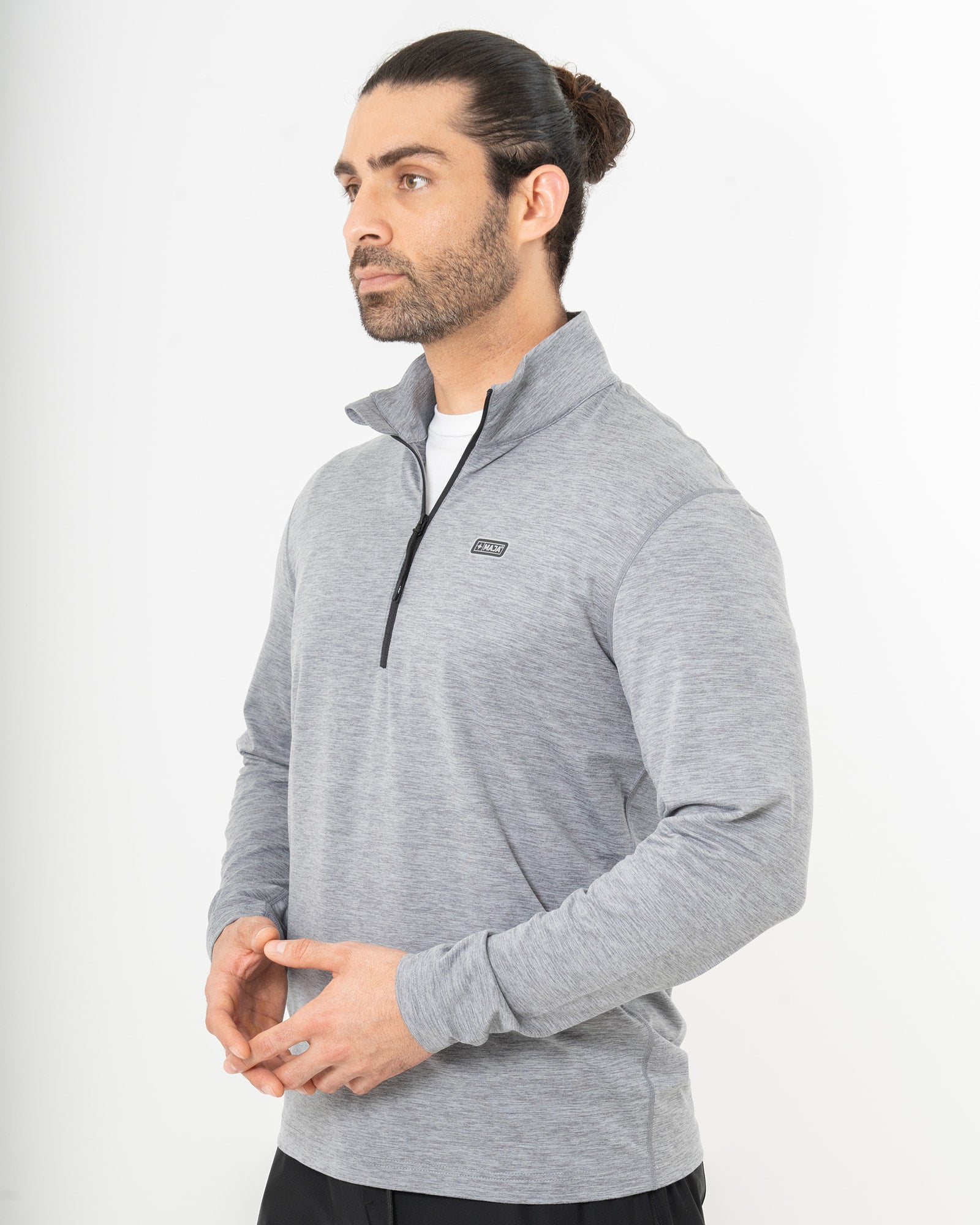 Andrews Pullover, Gray Jaspe, front view, Regular fit, Polyester, with 4-way stretch fabric, great for cold weather