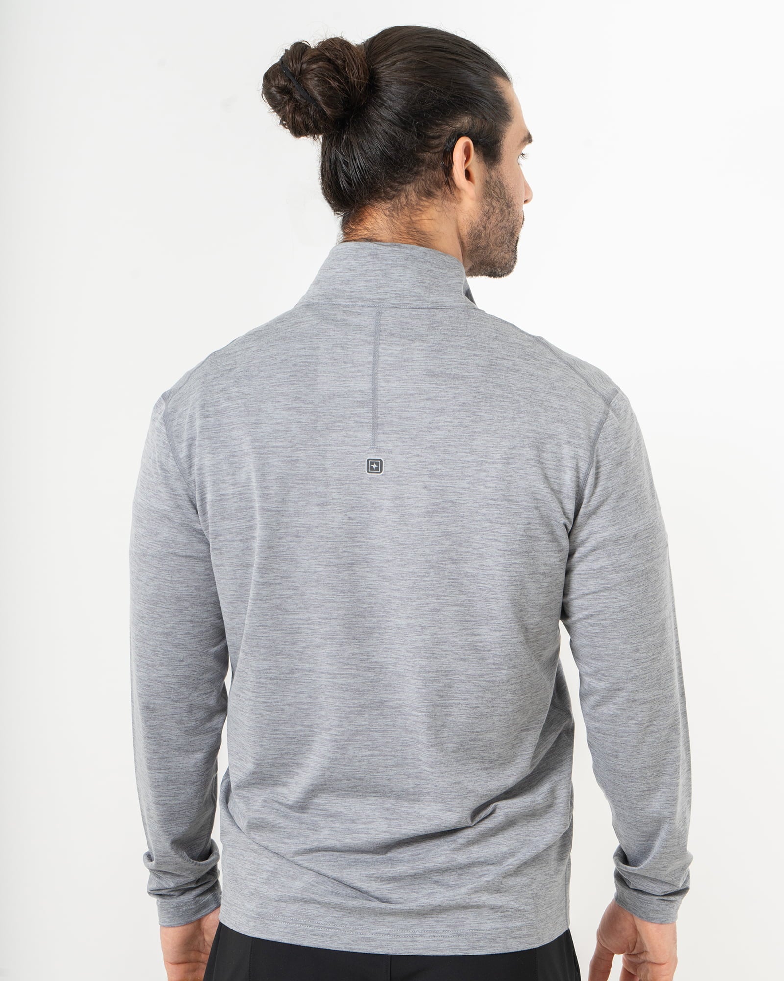 Andrews Pullover, Gray Jaspe, back view, Regular fit, Polyester, with 4-way stretch fabric, great for cold weather