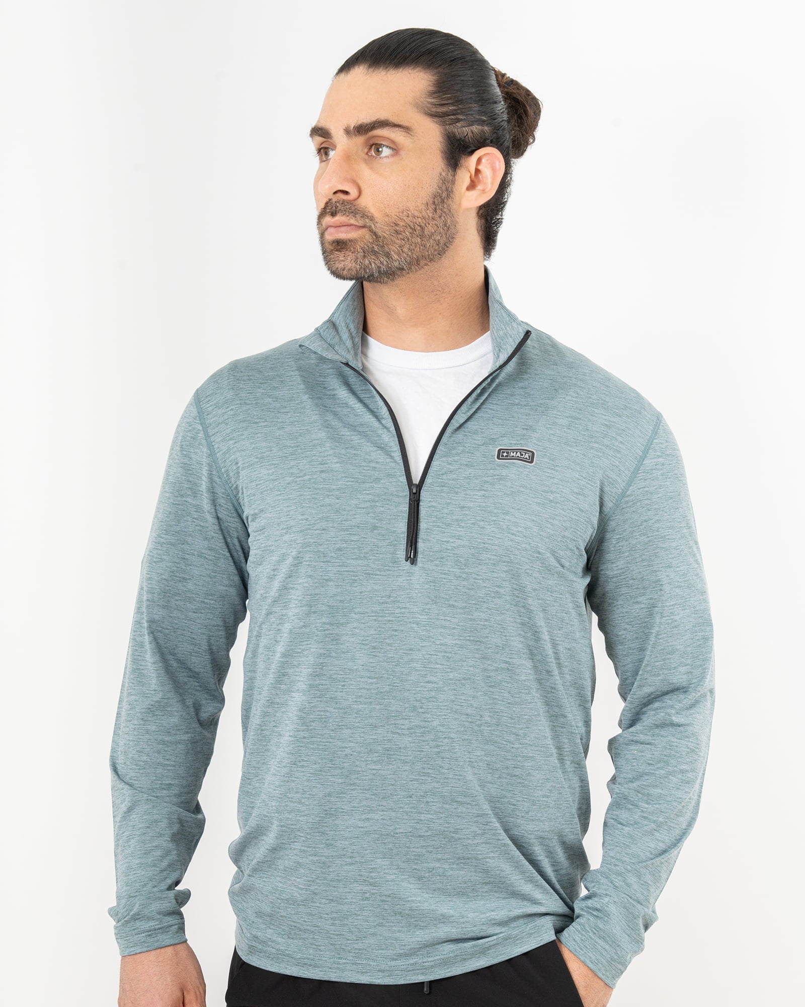 Andrews Pullover, Green jaspe, front view, Regular fit, Polyester, with 4-way stretch fabric, great for cold weather