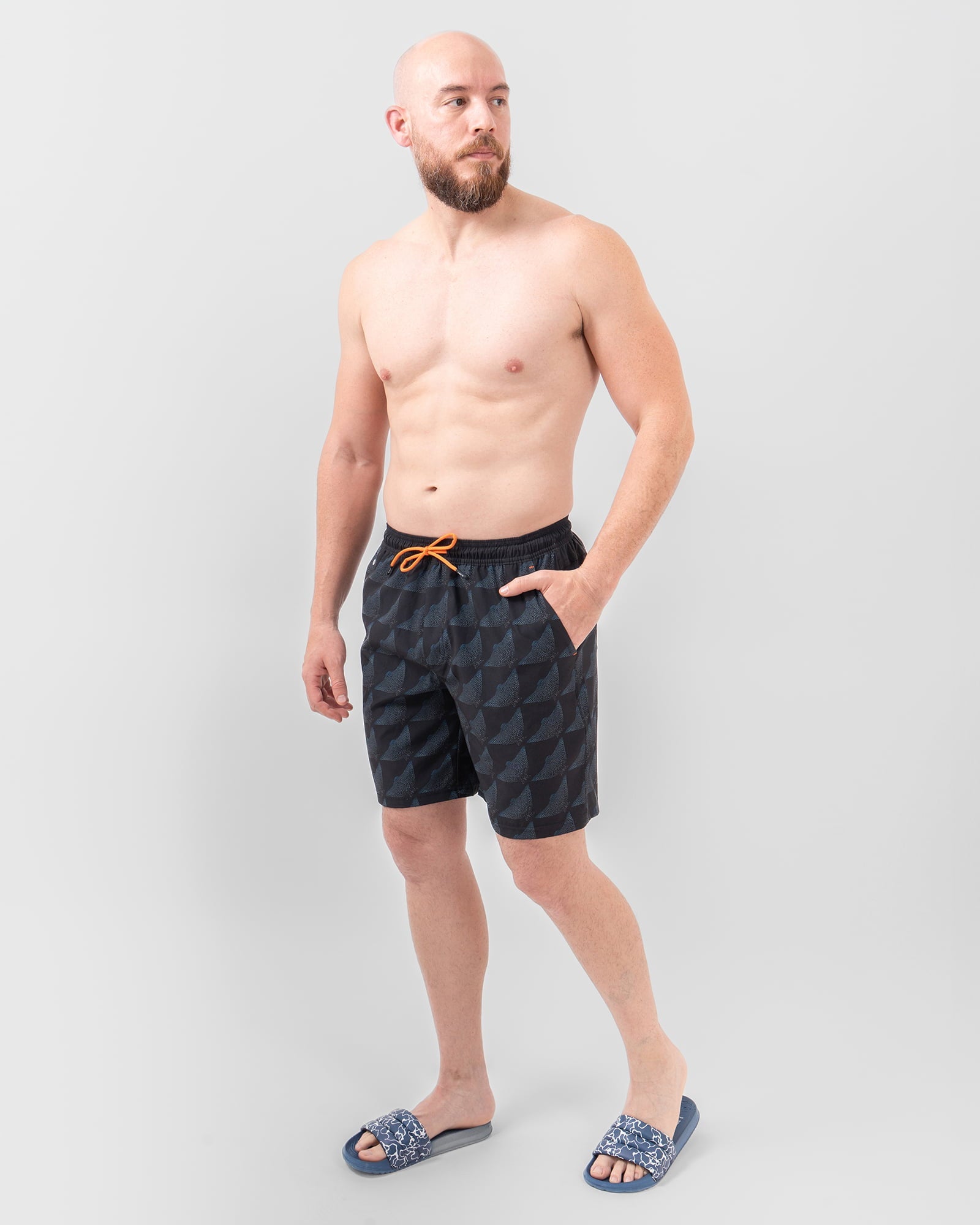 MAJA® Swim Shorts, Manta Ray Pattern, detail, Relaxed fit, Polyester, with 4-way stretch fabric, versatile use