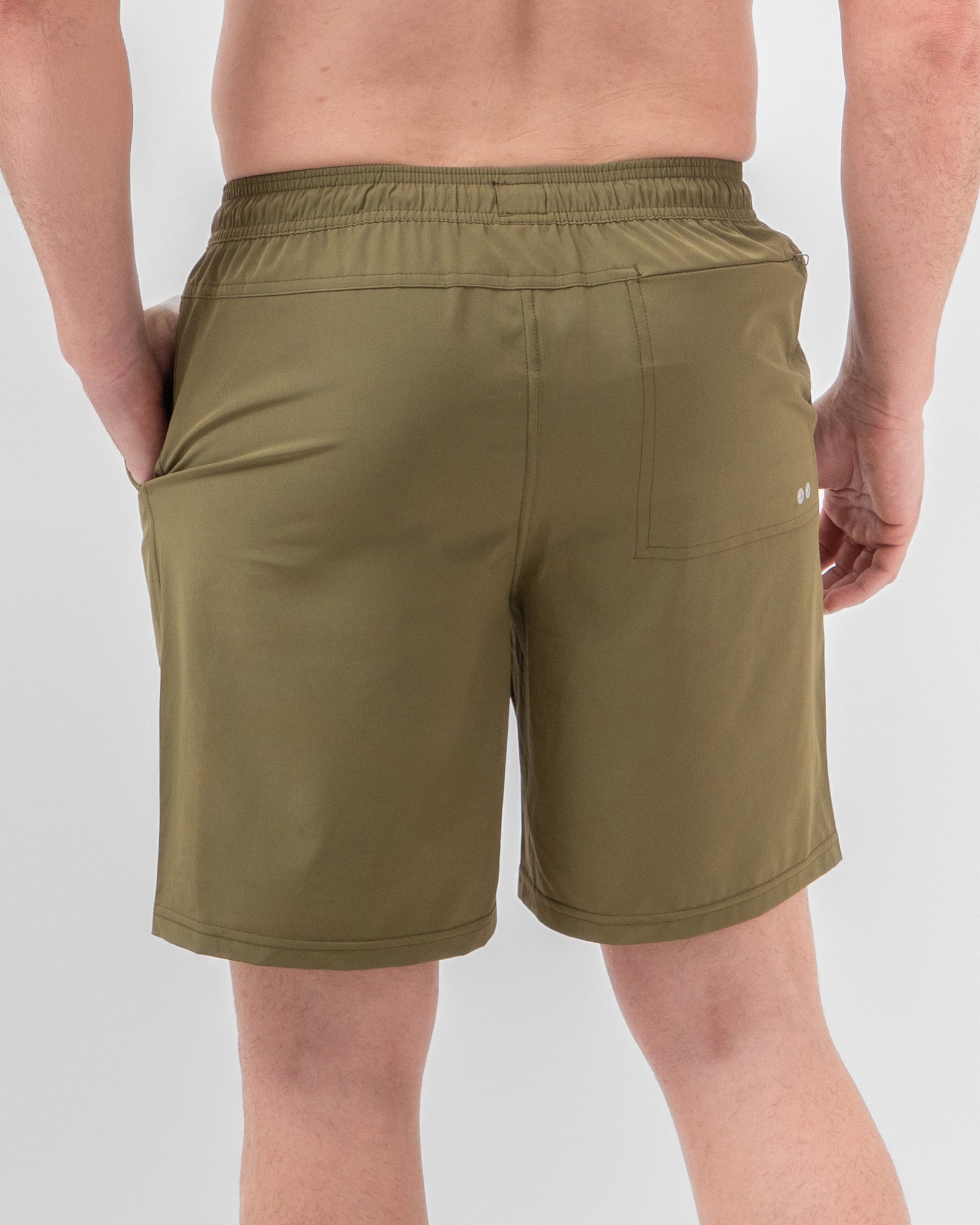 MAJA® Swim Shorts, Olive green, back view, Relaxed fit, Polyester, with 4-way stretch fabric, versatile use