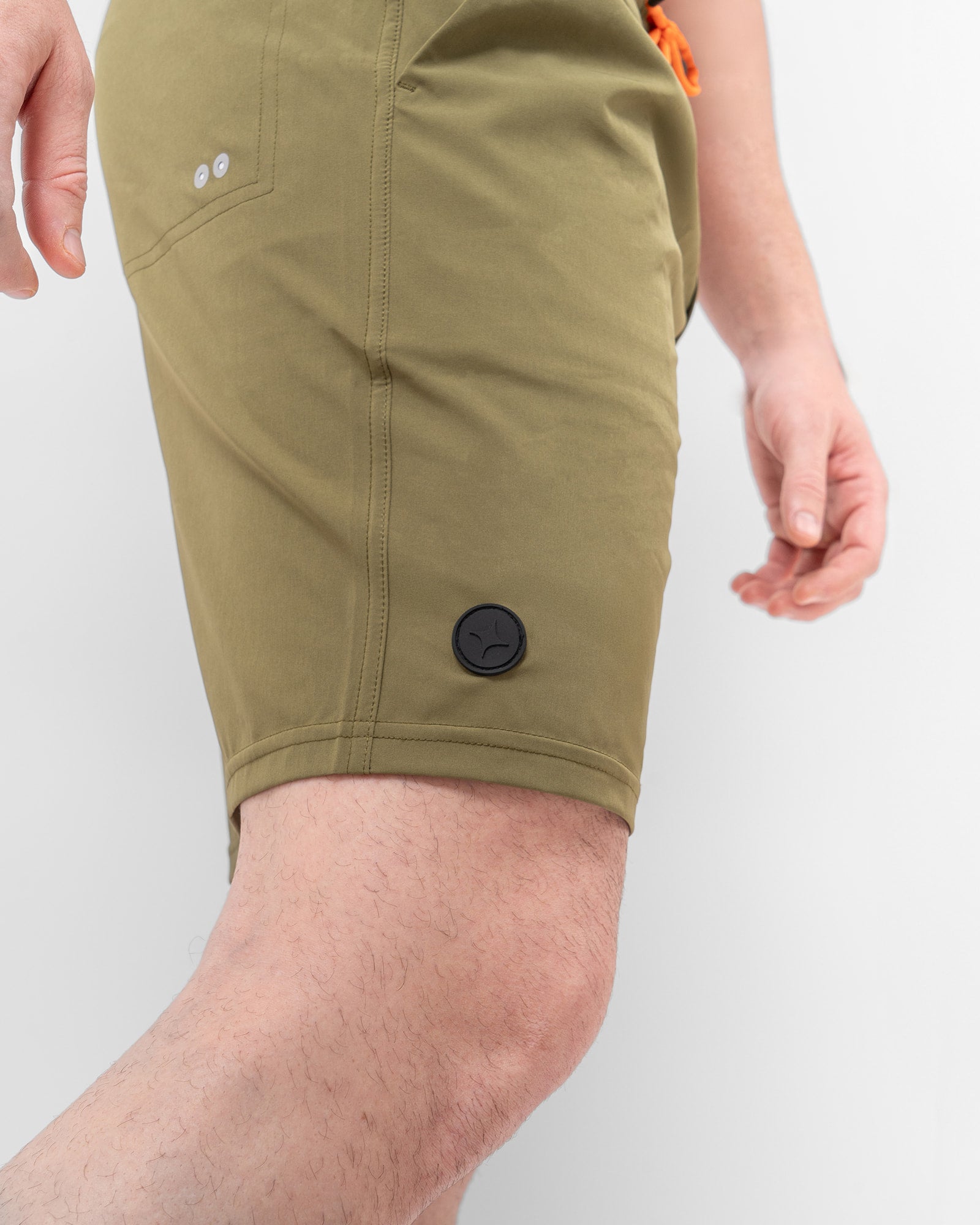 MAJA® Swim Shorts, Olive green, side view, Relaxed fit, Polyester, with 4-way stretch fabric, versatile use