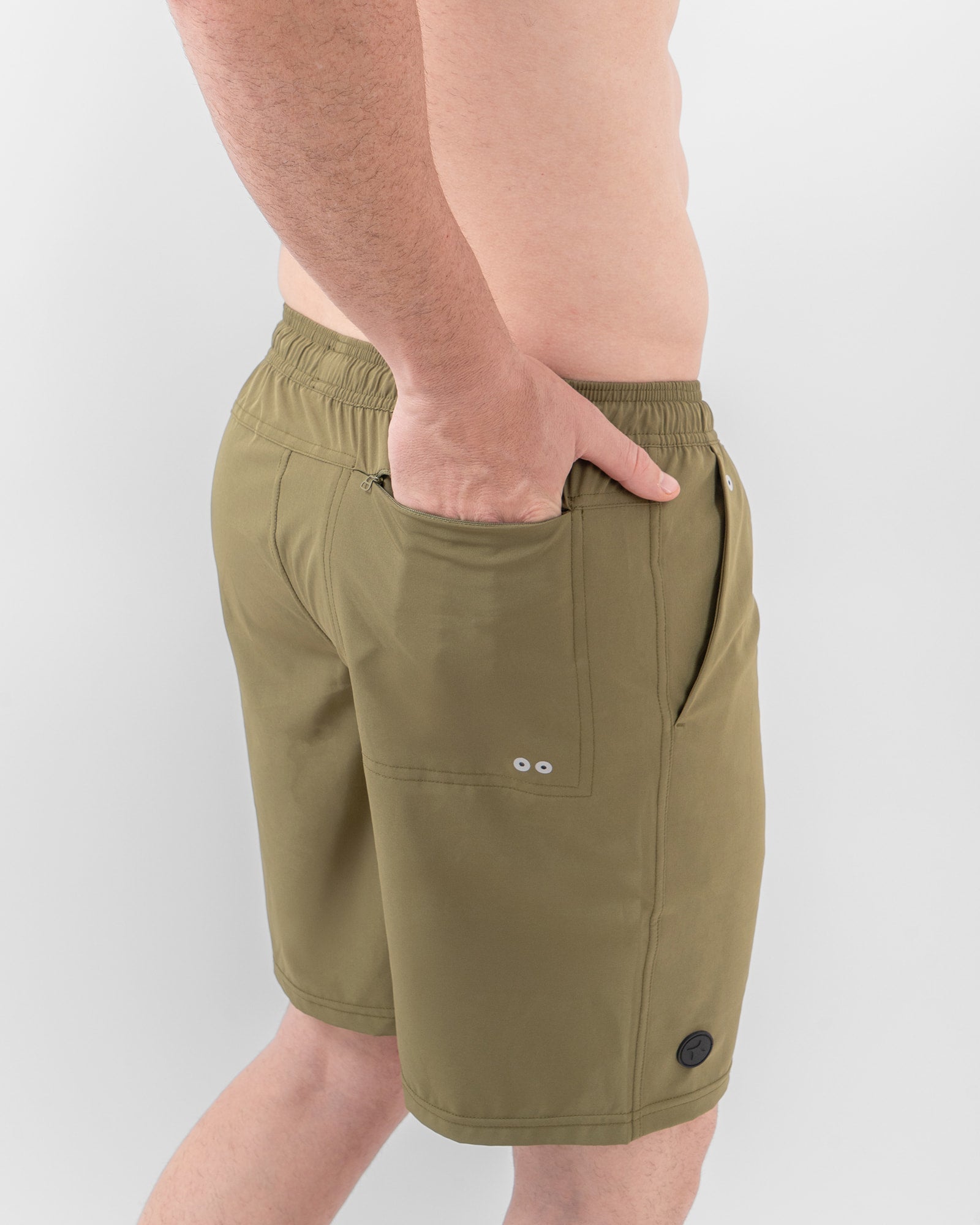 MAJA® Swim Shorts, Olive green, detail, Relaxed fit, Polyester, with 4-way stretch fabric, versatile use