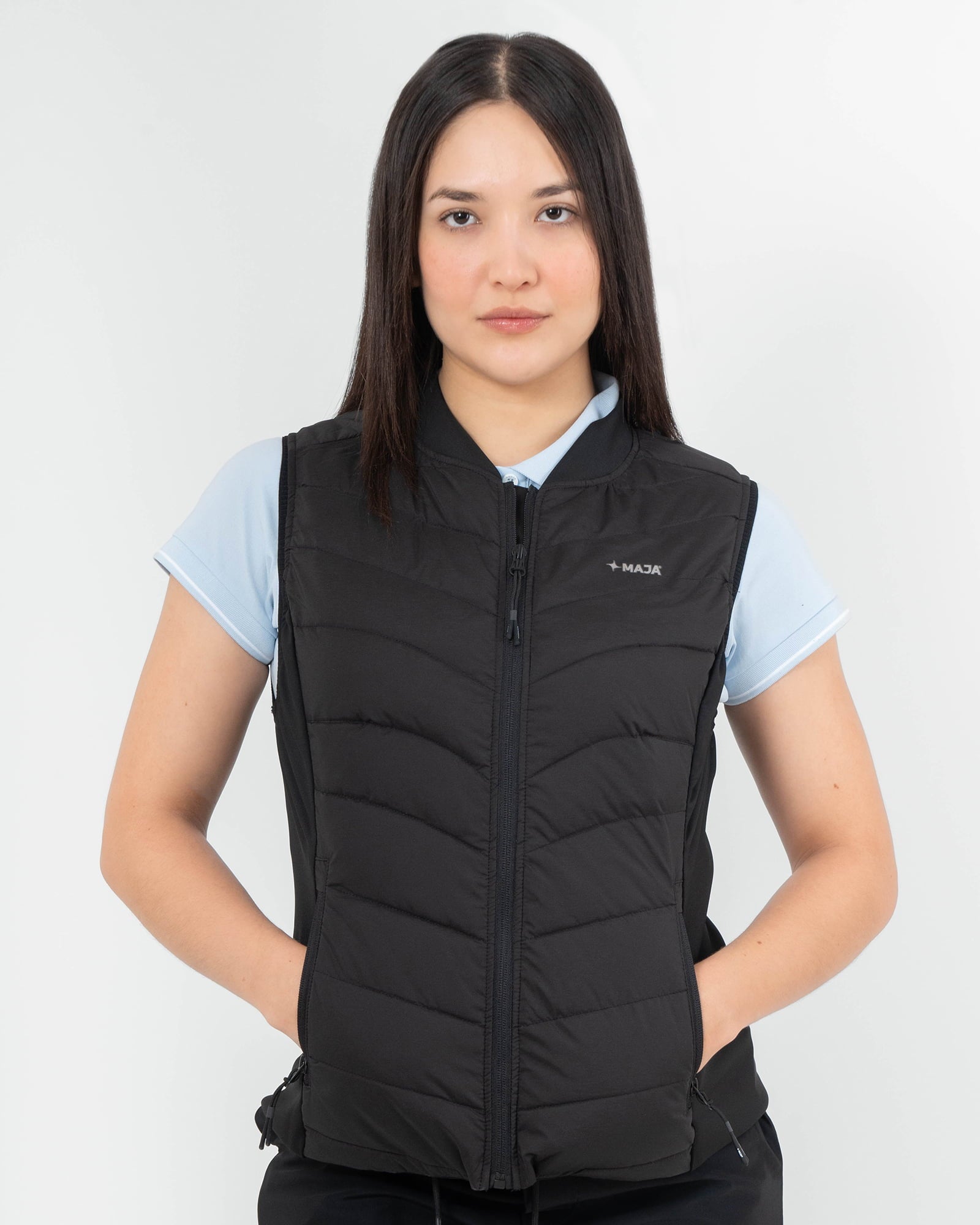 Polar Vest, Black, front view, Slim fit, Polyester, perfect for casual wear or training
