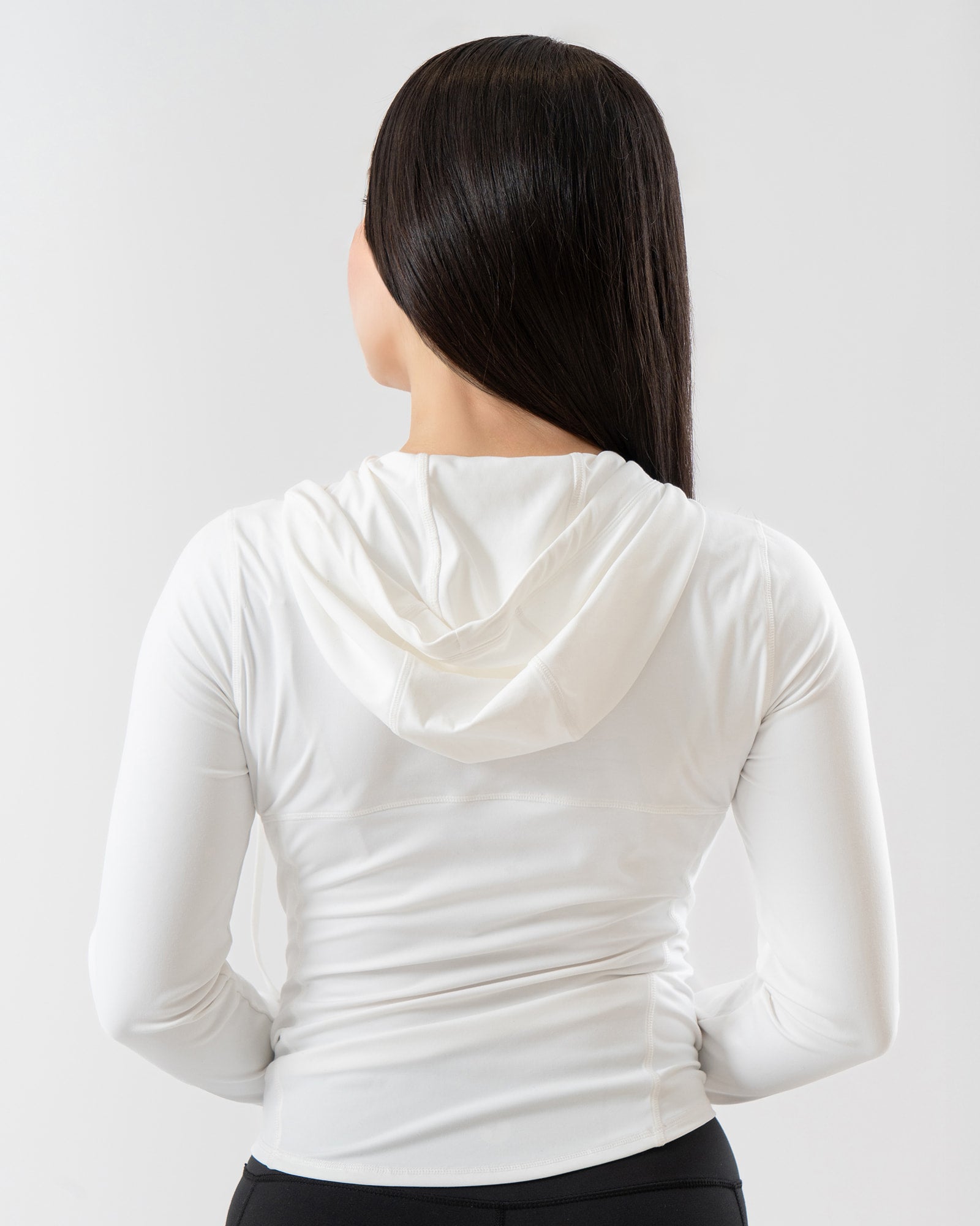 MAJA® Emblema Hoodie, White, side view, Slim fit, Polyamide, with 4-way stretch fabric, great for cold weather