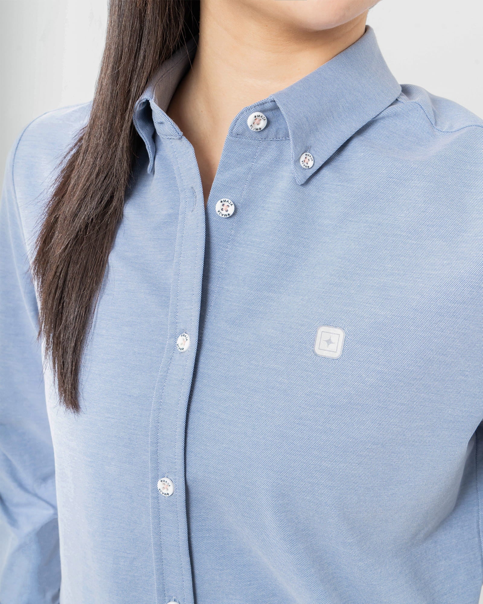 MAJA® Oxford Shirt, Sky Blue, side view, Regular fit, Polyester, ideal for office
