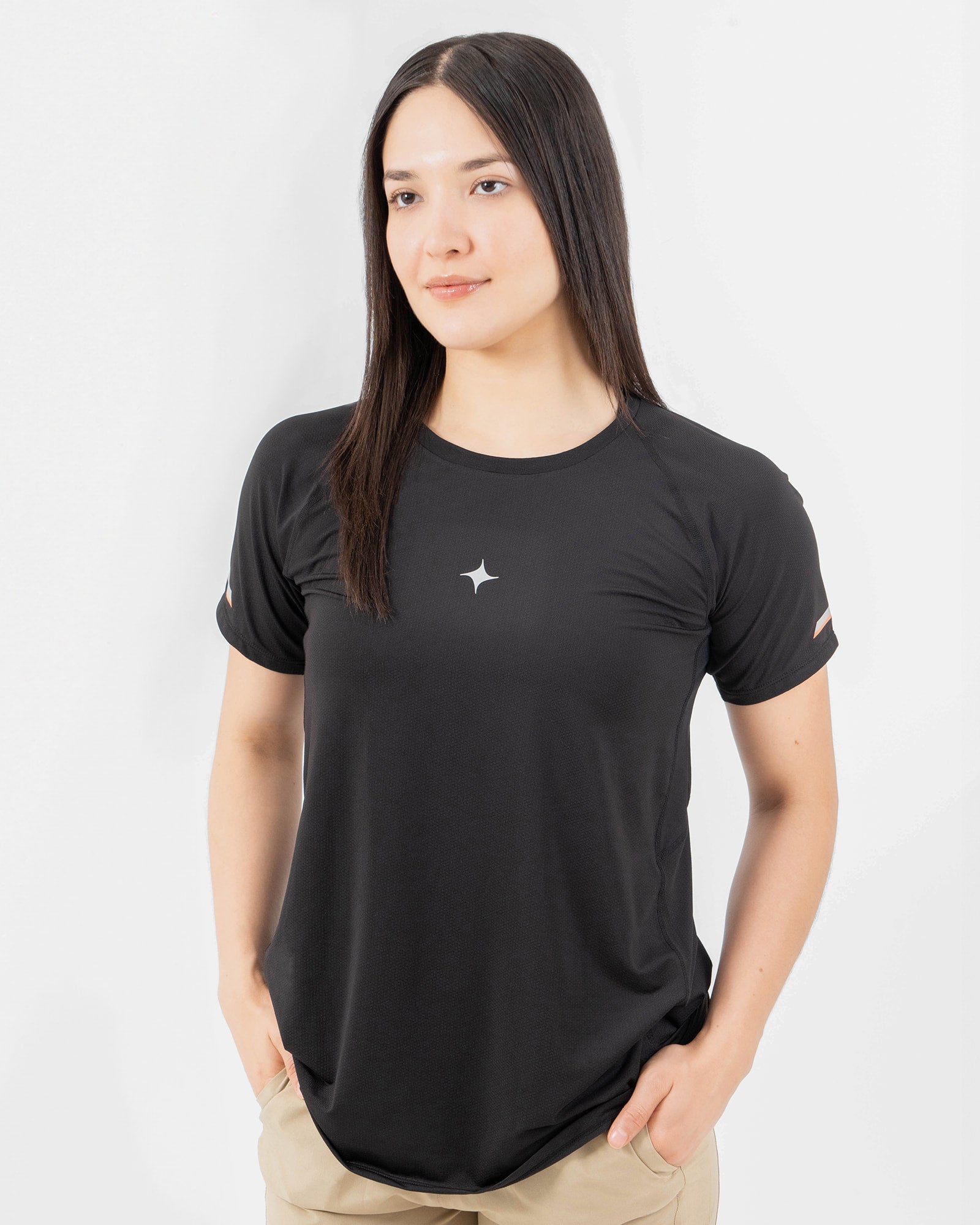 MAJA® Estrella T-Shirt, Black, front view, Regular fit, Polyester, versatile use