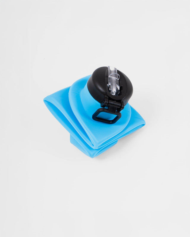 MAJA® Travesía Collapsible Bottle, Blue, back view, keeps your drink at the ideal temperature