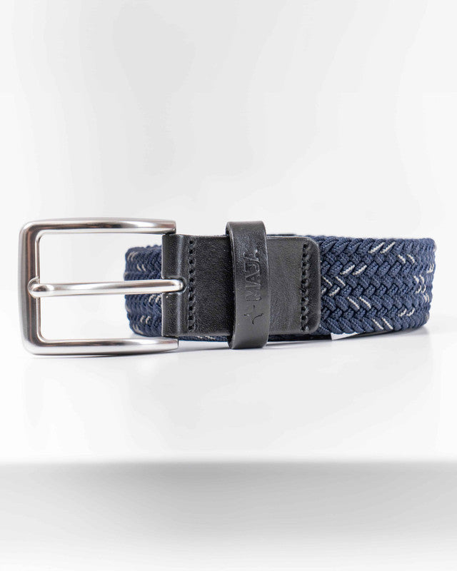 MAJA® Woven Belt, Blue and Black, front view, versatile use