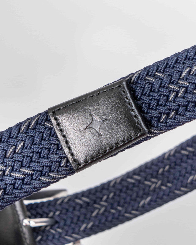 MAJA® Woven Belt, Blue and Black, side view, versatile use