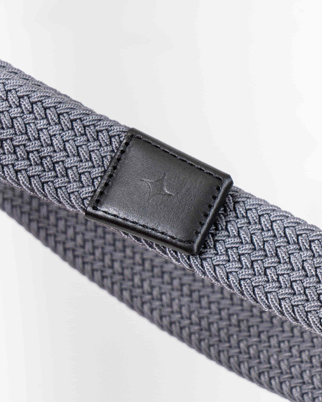 MAJA® Woven Belt, Gray and Black, side view, versatile use