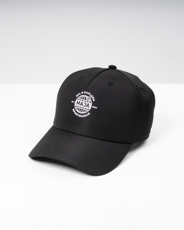 Explorer Emblem Snapback Cap, Black, front view, Cotton, sun protection and casual style