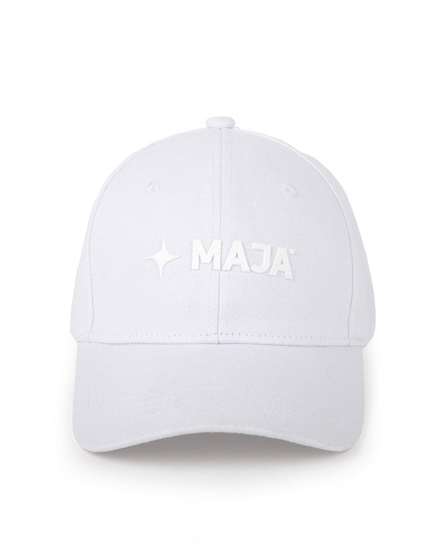 MAJA® Snapback Cap, White, front view, Cotton, sun protection and casual style
