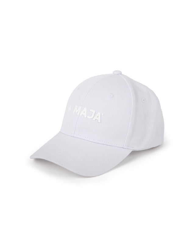 MAJA® Snapback Cap, White, back view, Cotton, sun protection and casual style