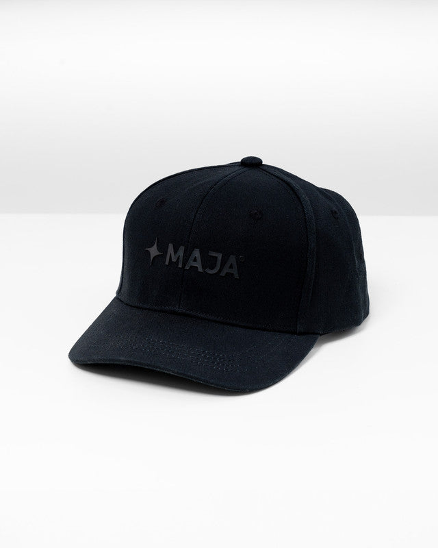 MAJA® Snapback Cap, Black, front view, Cotton, sun protection and casual style