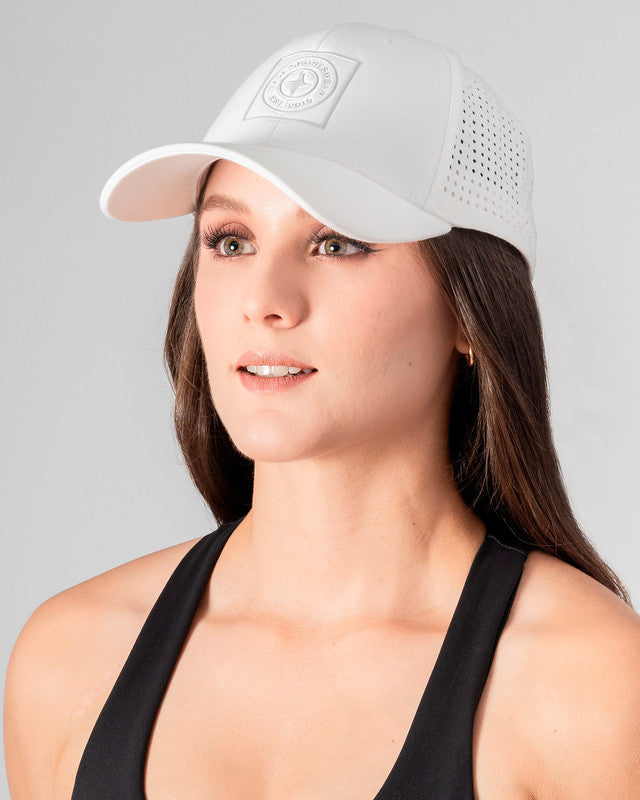 Luz Perforated Cap, White, back view, Nylon, sun protection and casual style