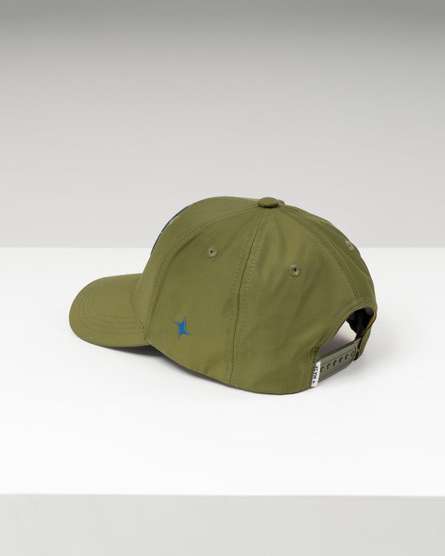 MAJA® Golden Emblem Snapback Cap, Green, back view, Nylon, sun protection and casual style