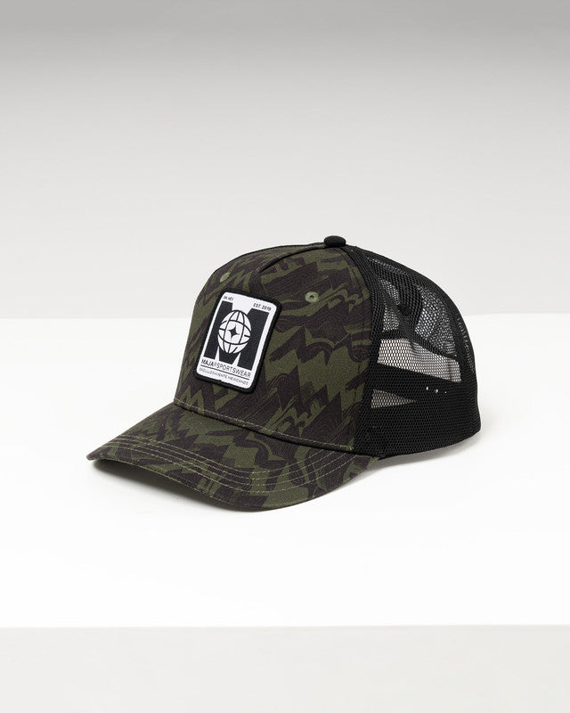 MAJA® Camo Contoy Pattern Comando Trucker Cap, Patrón contoy, front view, Nylon, sun protection and casual style