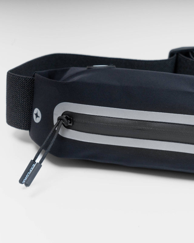 MAJA® Active Belt Bag, Black, back view, Polyamide, with 4-way stretch fabric, ideal to carry your essentials