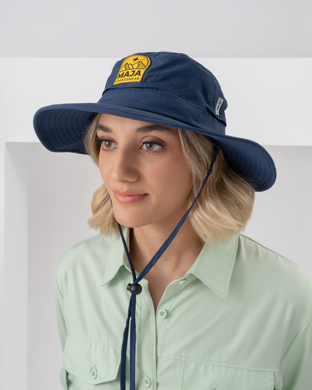MAJA® Outdoor Hat, Navy Blue, side view, Polyester, sun protection and casual style