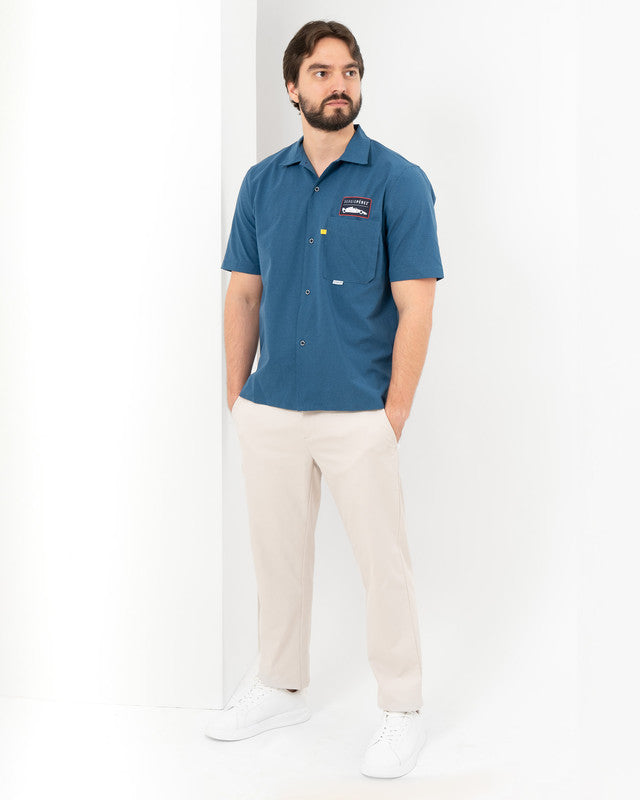 Viajero Shirt, Navy Blue, detail, Regular fit, Polyester, with 4-way stretch fabric, ideal for office