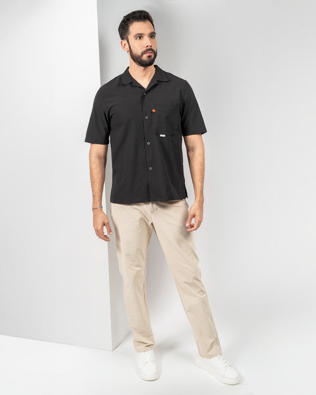 Viajero Shirt, Black, detail, Regular fit, Polyester, with 4-way stretch fabric, ideal for office