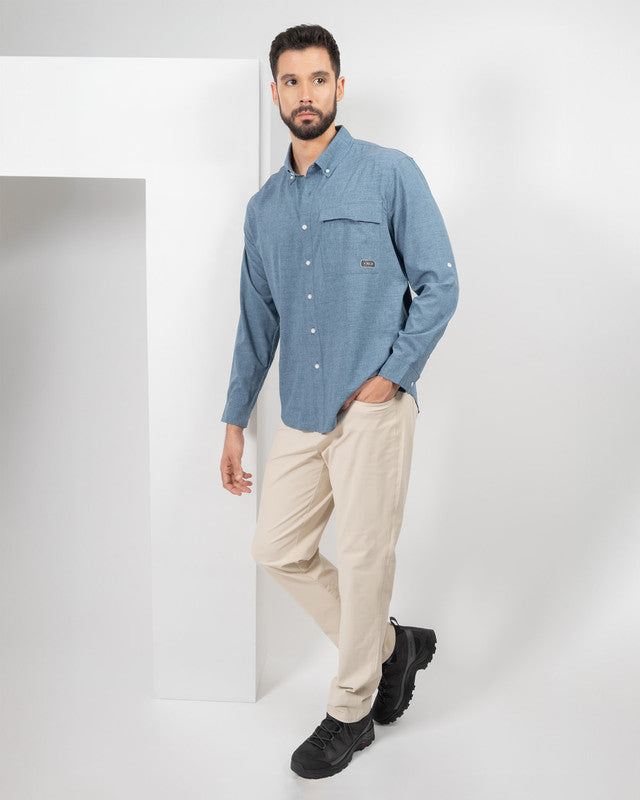 Paz Casual Shirt, Blue, detail, Regular fit, Polyester, with 4-way stretch fabric, ideal for office