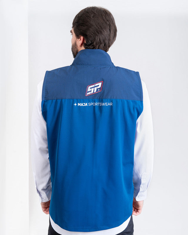 Monaco Vest, Navy Blue, back view, Relaxed fit, Polyester, with 4-way stretch fabric, perfect for casual wear or training