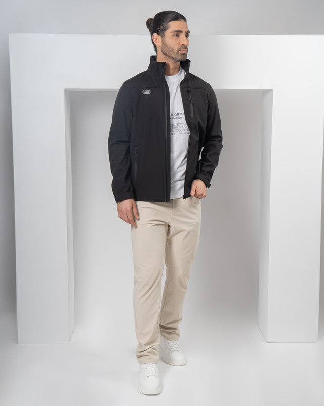 Abisal Softshell Jacket, Black, detail, Relaxed fit, Polyester, perfect for casual wear or training