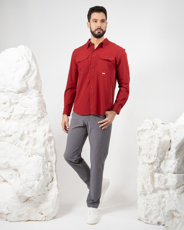 MAJA® Outdoor Signature Shirt, Tinto, detail, Relaxed fit, Polyester, with ripstop, ideal for office