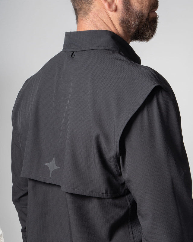 MAJA® Outdoor Signature Shirt, Black, detail, Relaxed fit, Polyester, with ripstop, ideal for office