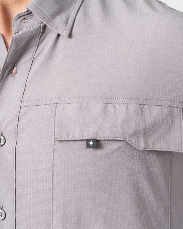 MAJA® Outdoor Team Shirt, Gray, side view, Relaxed fit, Polyester, with ripstop, ideal for office