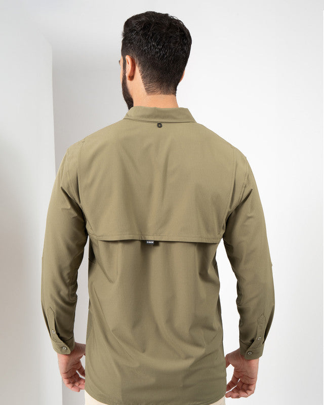 MAJA® Outdoor Team Shirt, Olive green, back view, Relaxed fit, Polyester, with ripstop, ideal for office