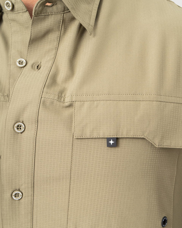 MAJA® Outdoor Team Shirt, Olive green, side view, Relaxed fit, Polyester, with ripstop, ideal for office