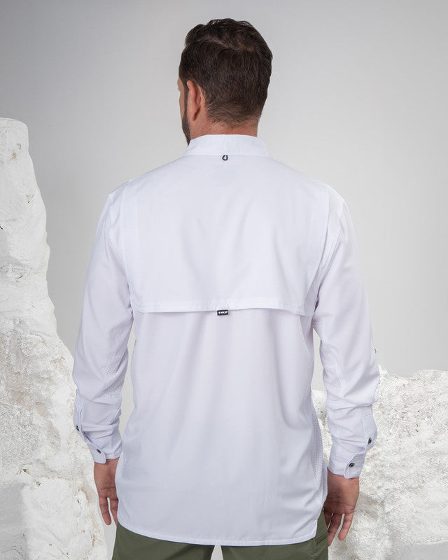 MAJA® Outdoor Team Shirt, White, back view, Relaxed fit, Polyester, with ripstop, ideal for office