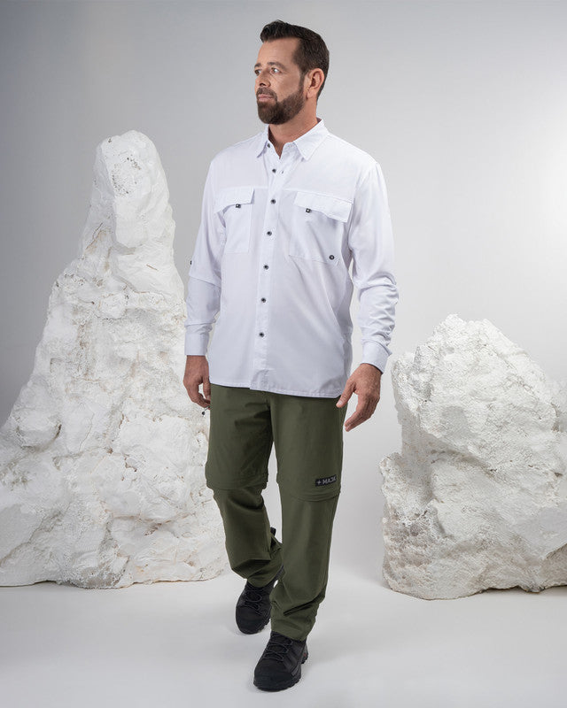 MAJA® Outdoor Team Shirt, White, detail, Relaxed fit, Polyester, with ripstop, ideal for office