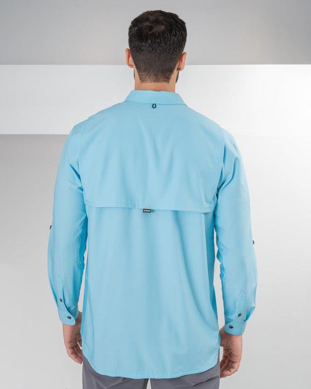MAJA® Outdoor Team Shirt, Sky Blue, back view, Relaxed fit, Polyester, with ripstop, ideal for office