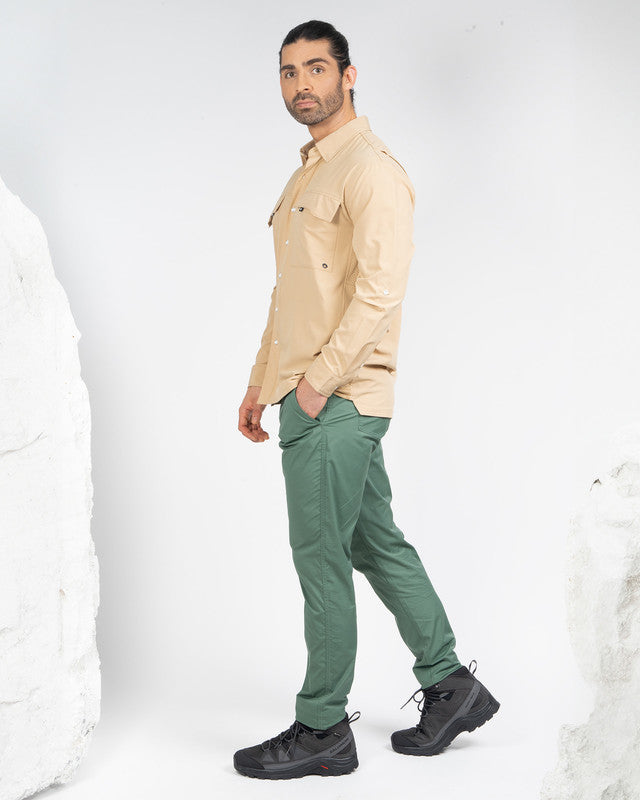 MAJA® Outdoor Team Shirt, Khaki, detail, Relaxed fit, Polyester, with ripstop, ideal for office