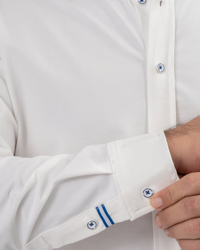 MAJA® Oxford Shirt, White, detail, Slim fit, Polyester, with 4-way stretch fabric, ideal for office