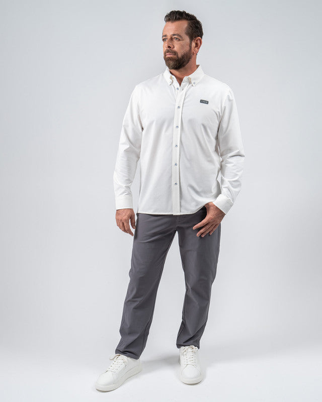 MAJA® Oxford Shirt, White, detail, Slim fit, Polyester, with 4-way stretch fabric, ideal for office