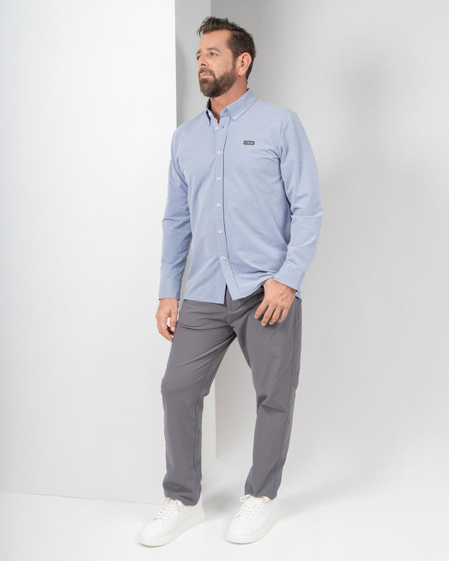MAJA® Oxford Shirt, Sky Blue, detail, Slim fit, Polyester, with 4-way stretch fabric, ideal for office