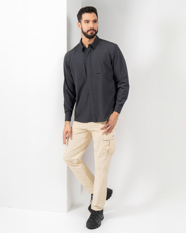 Pacífica Shirt, Black, detail, Relaxed fit, Polyester, with 4-way stretch fabric, ideal for office