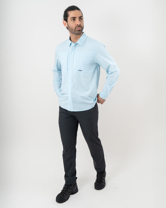 Pacífica Shirt, Sky Blue, detail, Relaxed fit, Polyester, with 4-way stretch fabric, ideal for office