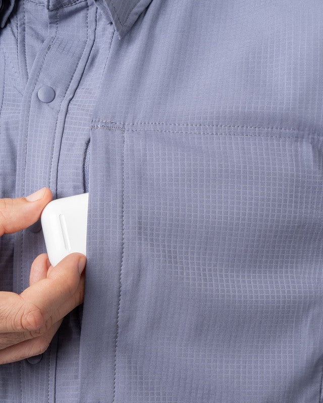 Navío Outdoor Shirt, Gray, side view, Relaxed fit, Polyester, ideal for office