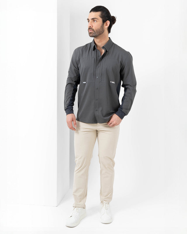 Navío Outdoor Shirt, Gris ceniza, detail, Relaxed fit, Polyester, ideal for office