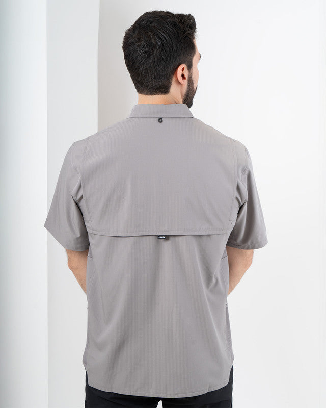 MAJA® Outdoor Team Shirt, Gray, back view, Relaxed fit, Polyester, with ripstop, ideal for office